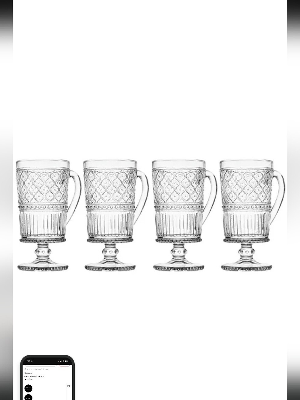 Godinger Clear Pressed Glass Pedestal Mug Set - Clear